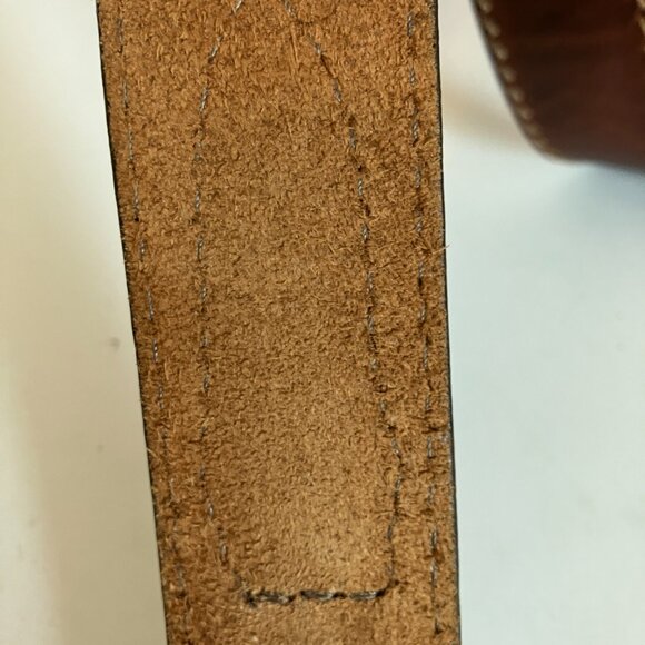 Duluth Belt Dark Brown Leather Brass Buckle Cowboy Stitched 90013 Size 40. - Picture 13 of 14